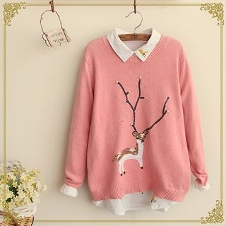 Fairyland Deer Sequined Sweater