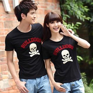 Igsoo Print Couple Short-Sleeve T-Shirt