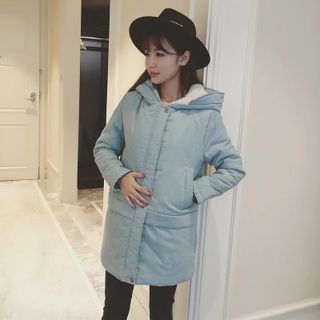 The Mommy Club Maternity Fllece-Lined Hooded Coat