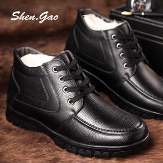 SHEN GAO Genuine-Leather Wool-Lined Ankle Boots