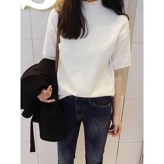 maybe-baby Turtle-Neck Short-Sleeve Knit Top