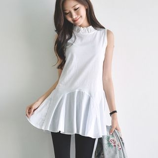 JUSTONE Frill-Neck Sleeveless Godet Top