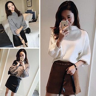 Glen Glam Stand Collar Knit Pullover