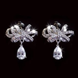 Nanazi Jewelry 925 Sterling Silver Ribbon Earrings