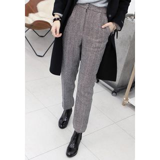 Miamasvin Herringbone Straight-Cut Wool Blend Pants