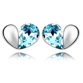 Niceter Austrian Crystal Heart Stud Earrings