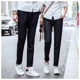 Simpair Pinstriped Slim-Fit Couple Pants