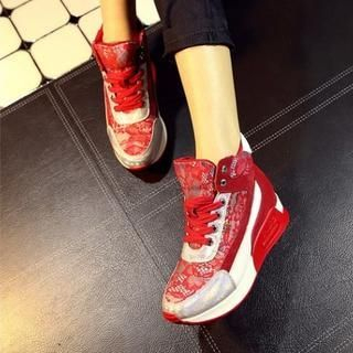 JY Shoes Lace Platform High-Top Sneakers