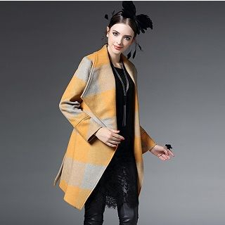 Ozipan Open-Front Plaid Coat