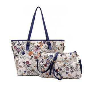LineShow Set: Floral Print Tote + Crossbody + Pouch