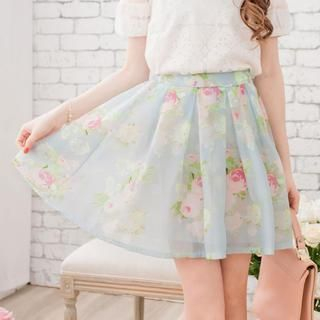 Tokyo Fashion Pleated Floral Tulle Skirt