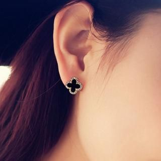 Ticoo Rhinestone Flower Clip/Studs Earrings