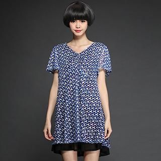 Mythmax Short-Sleeve Patterned Dress