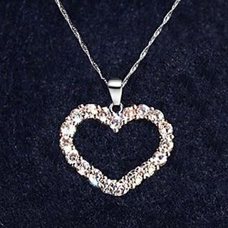 Nanazi Jewelry Rhinestone Heart Necklace