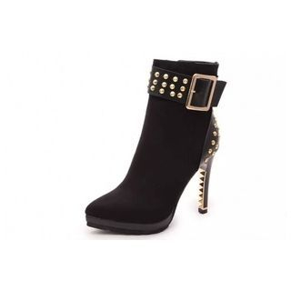 BAYO Studded Buckled High Heeled Ankle Boots