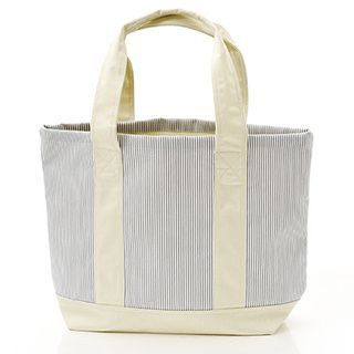 Tokyo Garden Pinstriped Canvas Shopper Bag