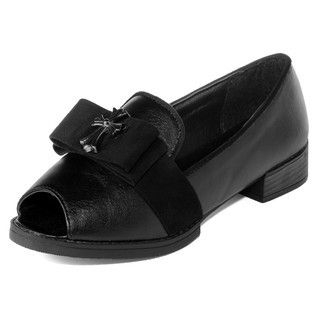 yeswalker Peep-Toe Bow-Accent Loafers