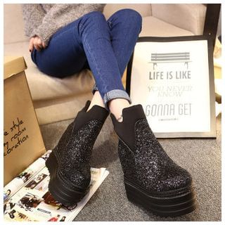 Yoflap Sequined Platform Ankle Boots
