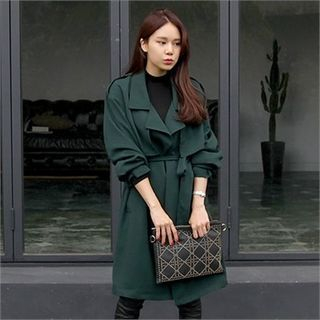 Soneed Notched-Lapel Double-Breasted Trench Coat with Belt