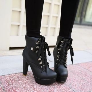 Pastel Pairs High Heel Lace Up Short Boots