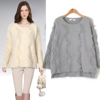 ifzen Pattern Furry-Knit Top