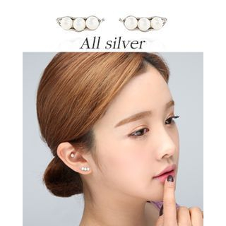 Miss21 Korea Faux-Pearl Sliver Stud Earrings