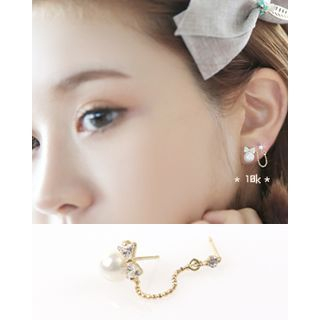 Miss21 Korea Faux-Pearl Chain Link Earring (Single)