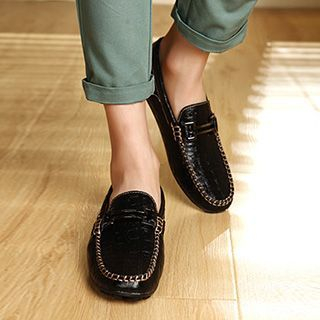 NOVO Croc Grain Genuine Leather Loafers