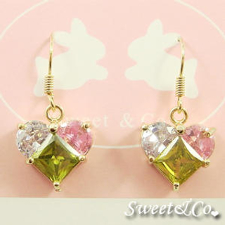 Sweet & Co. Austrian Crystal Heart Gold Earrings