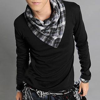 Free Shop Inset Scarf Long-Sleeved T-Shirt