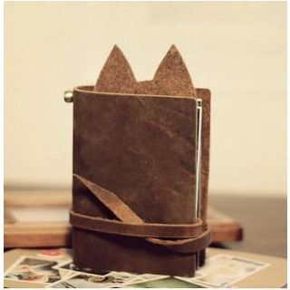 Paper House Genuine Leather Cat Accent Notebook