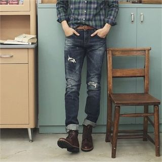 MITOSHOP Distressed Slim-Fit Jeans