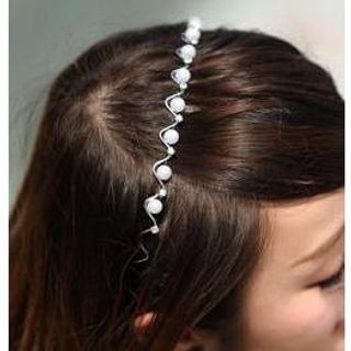 59 Seconds Rhinestone Faux Pearl Hairband Silver - One Size