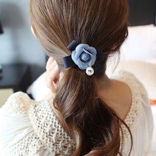 Seoul Young Beaded Flower-Accent Hair Tie