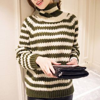 Romantica Turtle-Neck Stripe Sweater