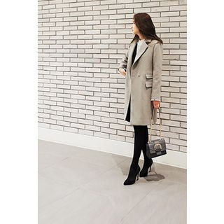 CHERRYKOKO Notched-Lapel Wool Blend Coat