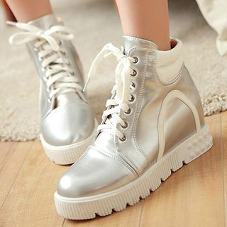 Gizmal Boots Metallic Hidden Wedge High-top Sneakers