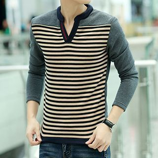Hyung Striped Panel Long-Sleeve Top