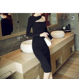 Lovi Long-Sleeve Shoulder Cut Out Midi Dress