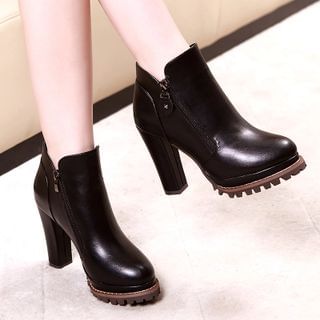 CoffeeMilk Chunky Heel Platform Ankle Boots