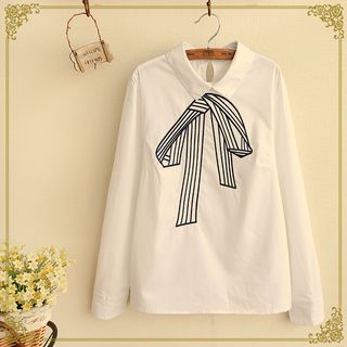 Fairyland Long-Sleeve Bow Embroidered Shirt