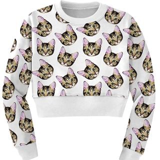 Omifa Cat-Print Cropped Pullover Multicolor - One Size