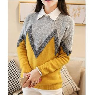 Soft Luxe Glitter Colour Block Sweater