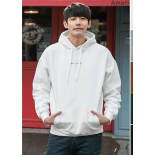 GERIO Lettering Brushed-Fleece Hooded Top