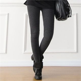 GLAM12 Knee-Patch Faux-Fur Lined Leggings