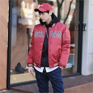 TOMONARI Lettering Padded Baseball Jacket