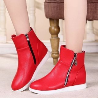 Glamkicks Hidden Wedge Zip Short Boots