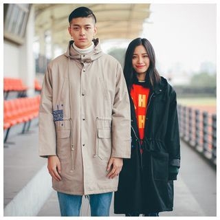 Simpair Back-Printed Couple Long Hooded Jacket