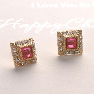 Fit-to-Kill Crystal Square Earrings - Pink Pink - One Size
