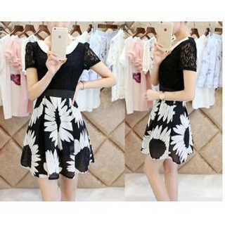Sienne Short Sleeves Floral Print Chiffon Dress
